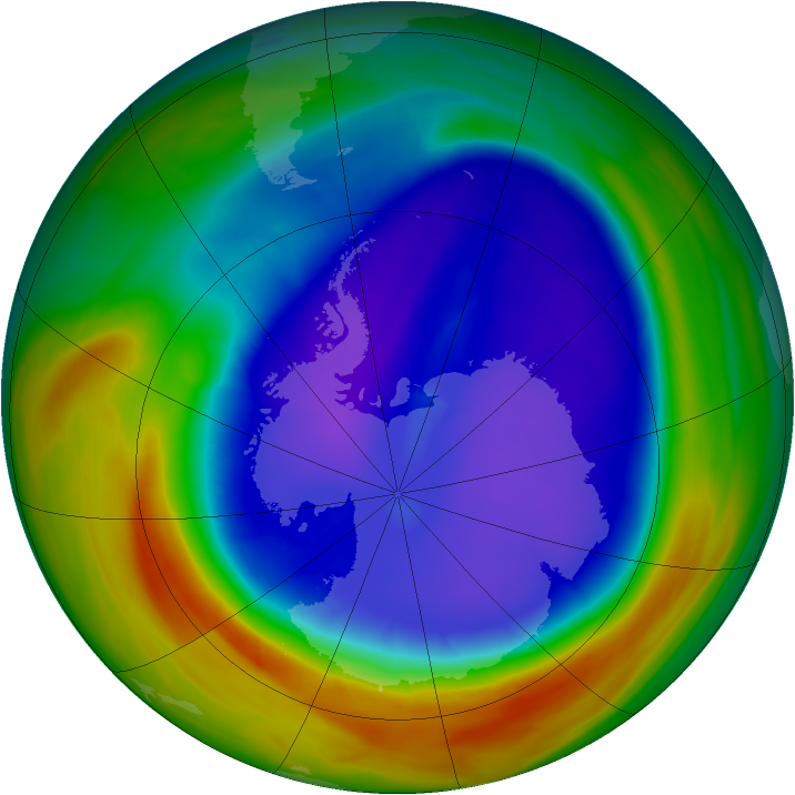 Antarctic ozone map for 14 September 2007